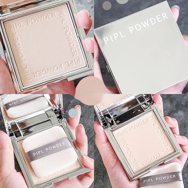 Makeup Compact Powder Concealer Silver Square Brighten Pressed Powder Oil-control Long Lasting Waterproof Girls Cosmetic Powder